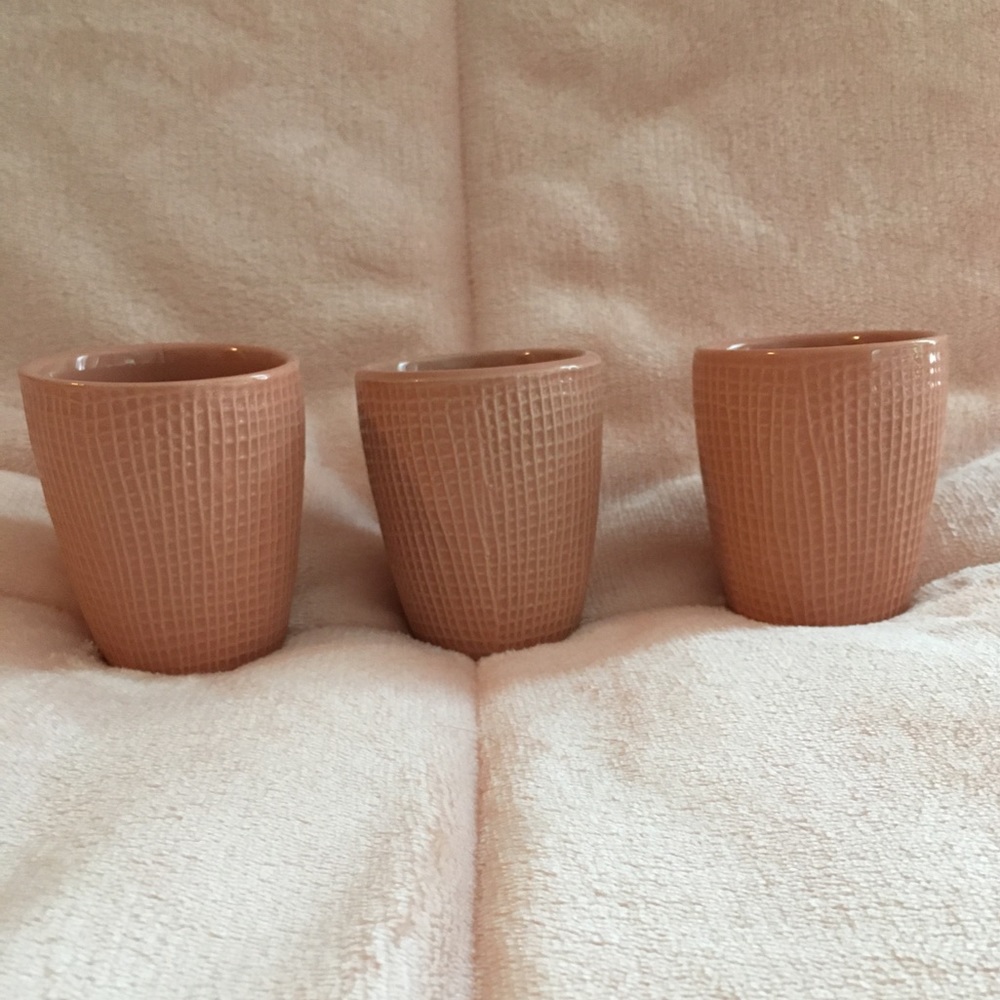 3 mini pink ceramic pots/ containers